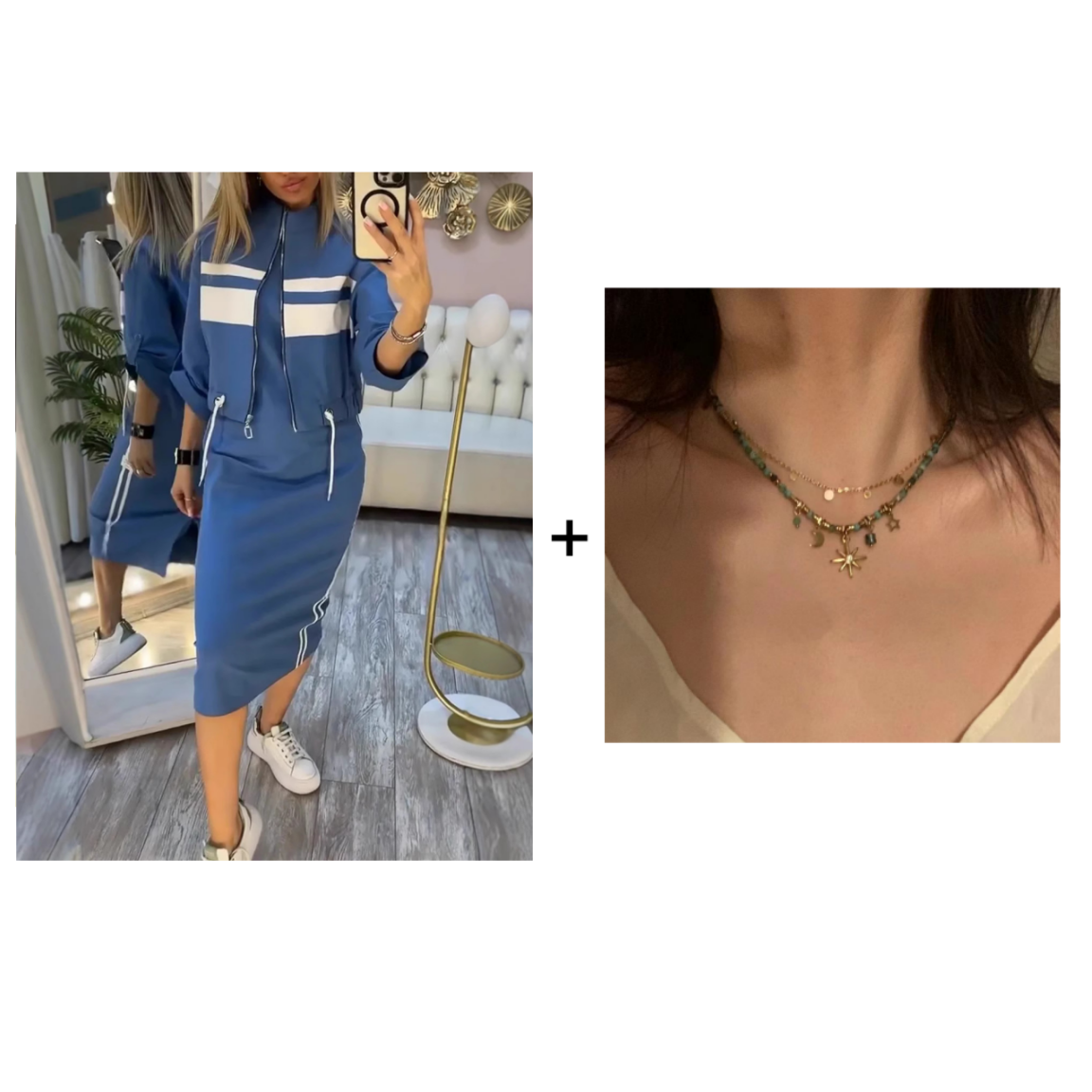 💖 Women's Stand Collar Jacket & Dress Set❄️