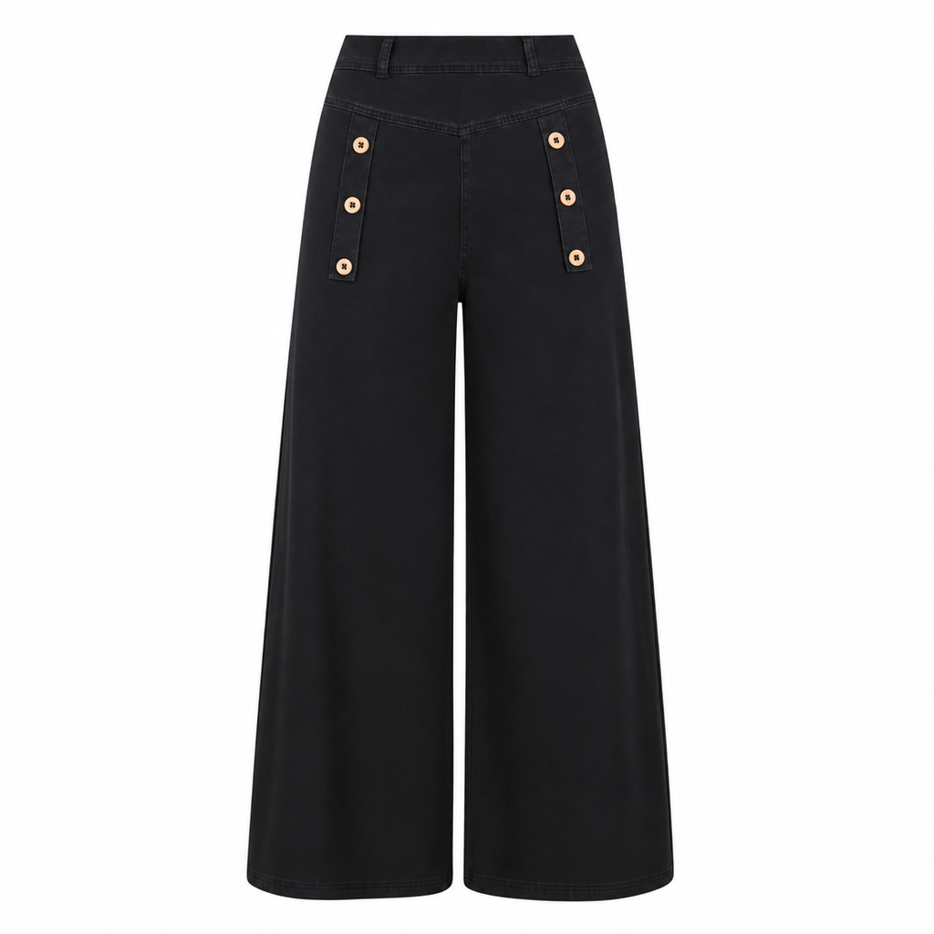 ⏰ 💖Black Friday Mega Deal – 50% off!💖!✨High Waisted Wide Leg Stretch Denim Jeans with Decorative Buttons
