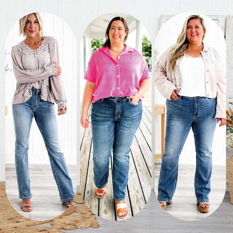 Women's High-Rise Tummy-Control Stretch Jeans | Bootcut & Straight Leg