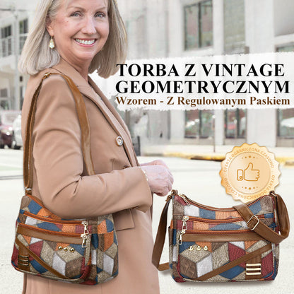 🔥Wyprzedaż: 40% zniżki👜Torba z Vintage Geometrycznym Wzorem - Z Regulowanym Paskiem