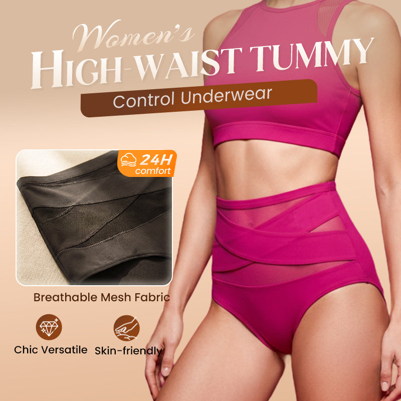 ✨ [Buy 1 Get 2 Free] Plus-Size High-Waist Cross Tummy-Control Shaping Panties – Anti-Roll Double Compression | S to 4XL