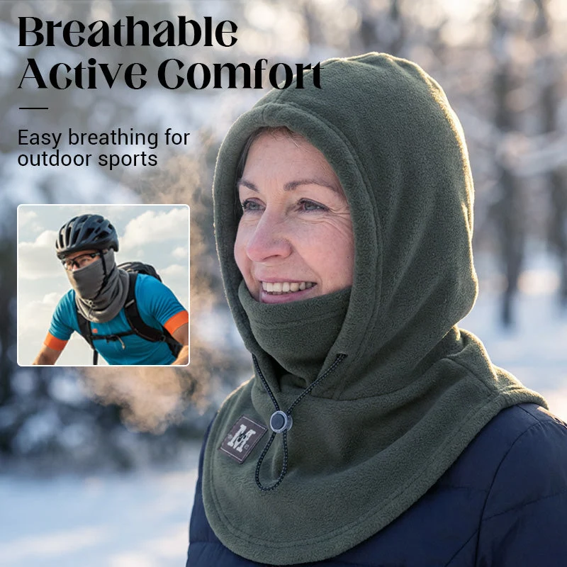 ❄️ 3-in-1 Thermal Fleece Balaclava Hood & Face Mask – Windproof Winter Neck Warmer with Adjustable Drawstring