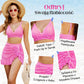 👙💥Damski Komplet Bikini w Kratkę z Wysokim Stanem i Kontrolą Brzucha