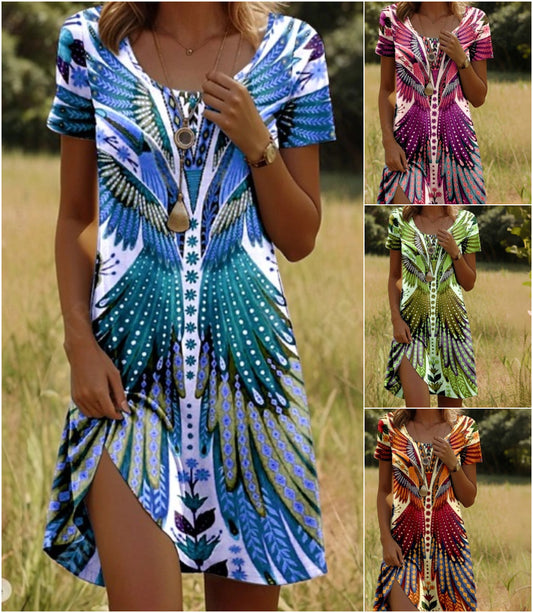 Damska sukienka z krótkim rękawem w stylu vintage