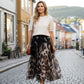 Women's Two-Piece Sweater & Leopard Flowy Skirt Set
