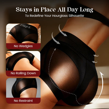 ✨ [Buy 1 Get 1 Free] Ultra-Sheer Mesh Tummy Control Shaping Panties – Butt-Lifter Boyshorts with 100% Pure Silk Gusset
