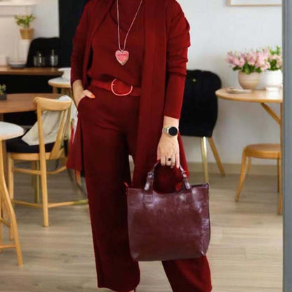 Women's Elegant 3-Piece Lounge & Travel Set (Cardigan, Top & Pants)