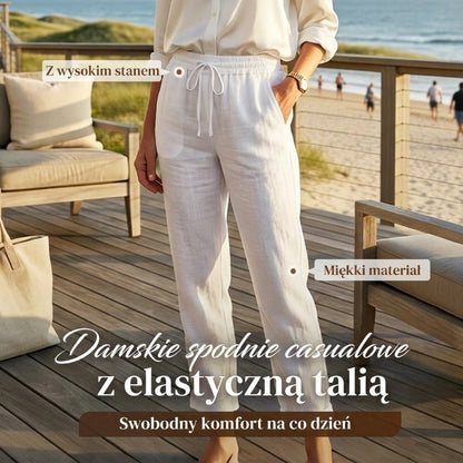 🥰Damskie bawełniane spodnie z szeroką nogawką z elastyczną talią