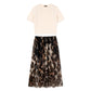 Women's Two-Piece Sweater & Leopard Flowy Skirt Set