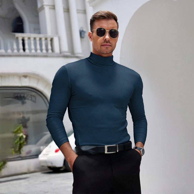 Men's Athletic Slim Fit Mock Neck Long Sleeve Pullover