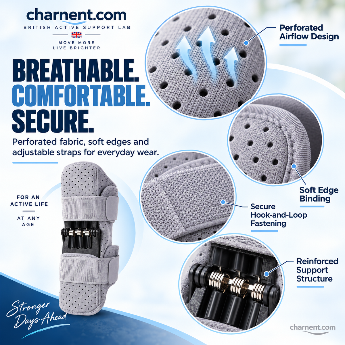 PowerKnee™ Spring-Assisted Knee Booster & Joint Support Brace – Rebound Spring Stabilizer with Open Patella & Adjustable Straps for Stairs, Walking & Joint Relief