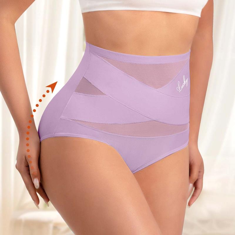 ✨ [Buy 1 Get 2 Free] Plus-Size High-Waist Cross Tummy-Control Shaping Panties – Anti-Roll Double Compression | S to 4XL
