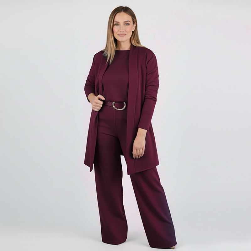 Women's Elegant 3-Piece Lounge & Travel Set (Cardigan, Top & Pants)