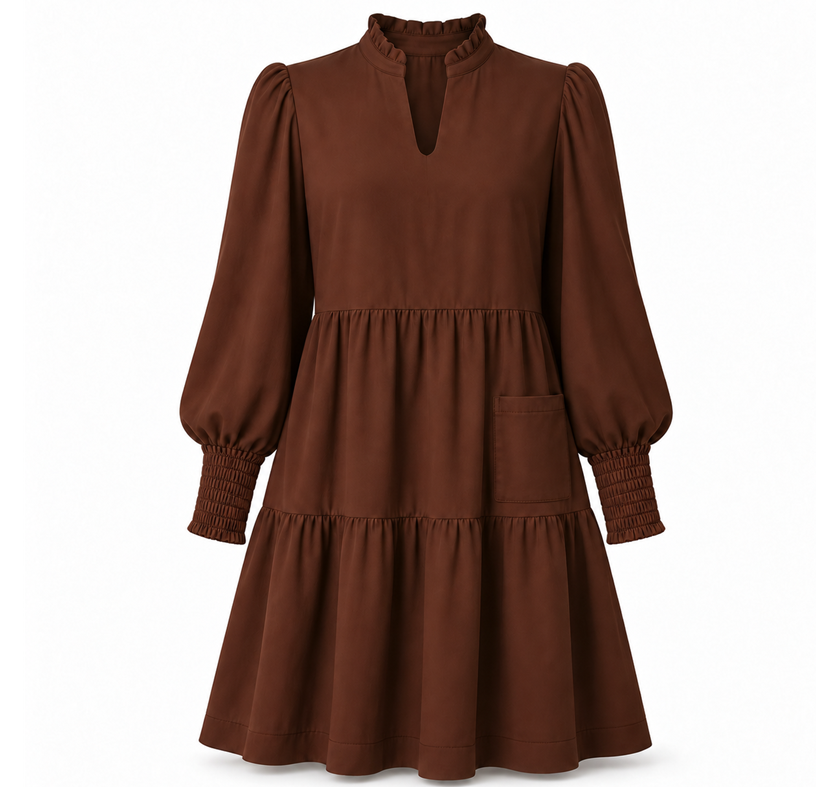 Women's V-Neck Tiered Ruffle Mini Dress