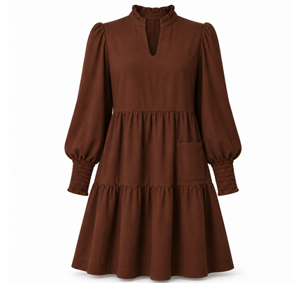 Women's V-Neck Tiered Ruffle Mini Dress