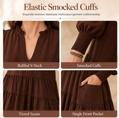 Women's V-Neck Tiered Ruffle Mini Dress