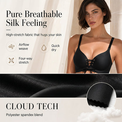 ✨ [2-Pack] Wireless Front-Drawstring Push-Up Bra – Breathable Honeycomb Support & 3-Way Convertible Straps