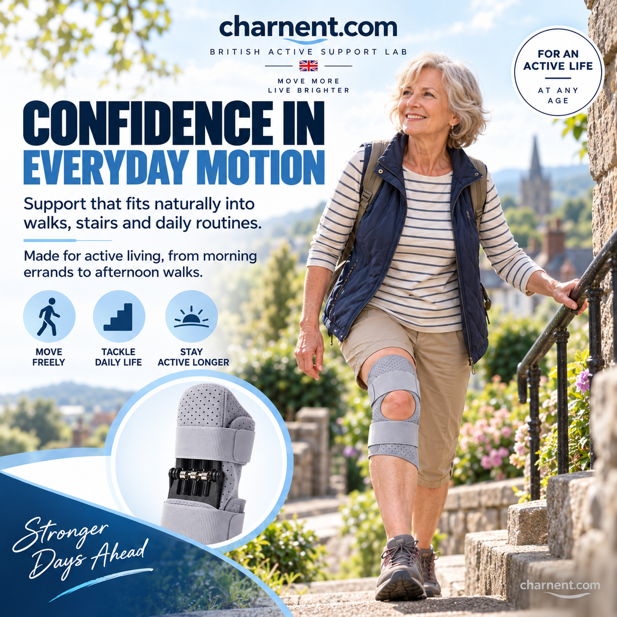 PowerKnee™ Spring-Assisted Knee Booster & Joint Support Brace – Rebound Spring Stabilizer with Open Patella & Adjustable Straps for Stairs, Walking & Joint Relief