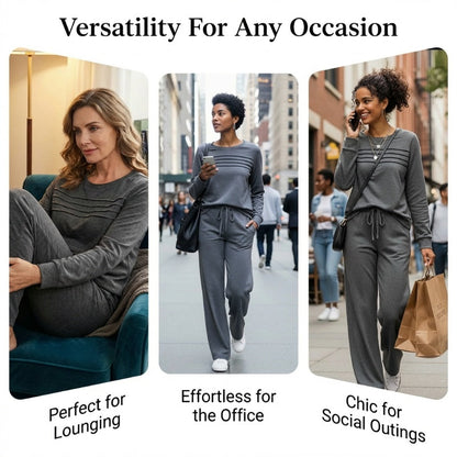 ☁️Soft & Breathable, All-Day Comfort🏠 Women's Lounge Set – Crew Neck Top & Drawstring Pants | Perfect for Home, Weekend Relaxation & Everyday Ease ✨