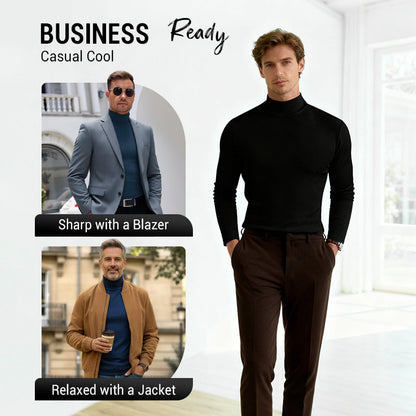 Men's Athletic Slim Fit Mock Neck Long Sleeve Pullover