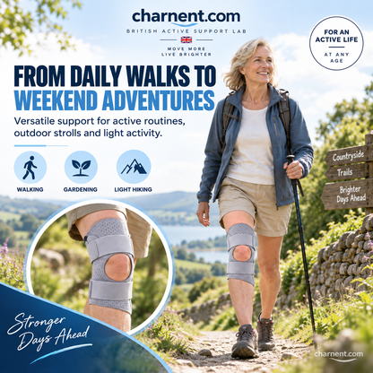PowerKnee™ Spring-Assisted Knee Booster & Joint Support Brace – Rebound Spring Stabilizer with Open Patella & Adjustable Straps for Stairs, Walking & Joint Relief