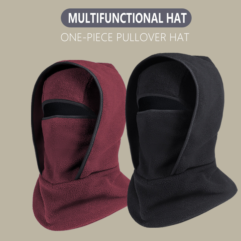 3-in-1 Thermal Fleece Balaclava Ski Mask & Hooded Neck Gaiter – Windproof Winter Face Cover & Helmet-Compatible Beanie for Skiing, Cycling & Outdoor Cold