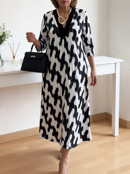 Elegancka sukienka maxi w stylu casual – z dekoltem w serek, idealna na co dzień ✨