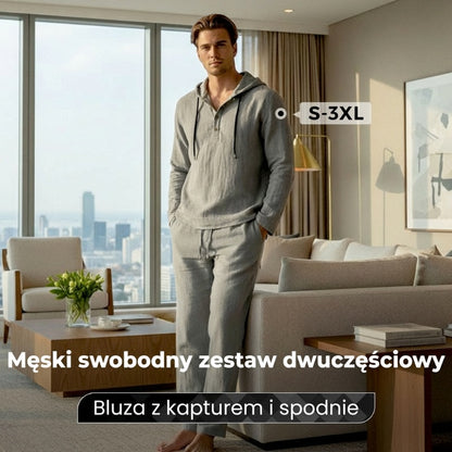 🔥Męski zestaw 2-częściowy: luźna bluza z kapturem i spodnie