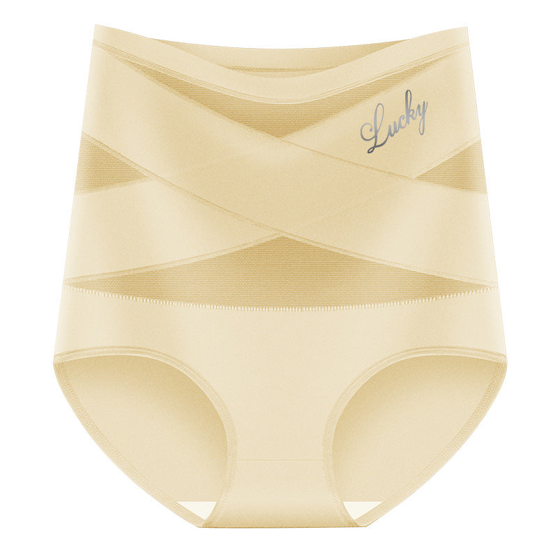 ✨ [Buy 1 Get 2 Free] Plus-Size High-Waist Cross Tummy-Control Shaping Panties – Anti-Roll Double Compression | S to 4XL