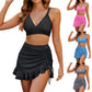 👙💥Damski Komplet Bikini w Kratkę z Wysokim Stanem i Kontrolą Brzucha