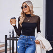 🎉Women's Sparkle Mesh Sheer Long Sleeve Ruched Top