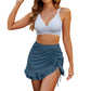 👙💥Damski Komplet Bikini w Kratkę z Wysokim Stanem i Kontrolą Brzucha