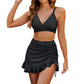 👙💥Damski Komplet Bikini w Kratkę z Wysokim Stanem i Kontrolą Brzucha