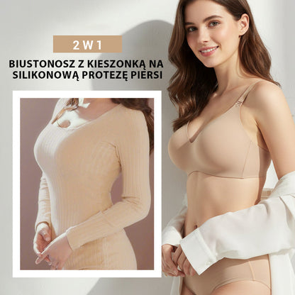 Biustonosz z kieszonką na silikonową protezę piersi 2 w 1