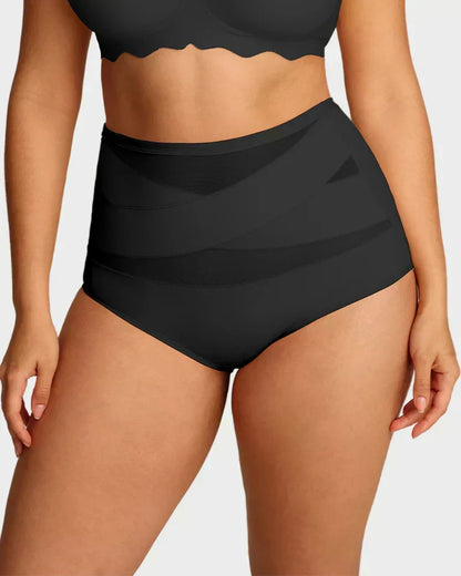 ✨ [Buy 1 Get 2 Free] Plus-Size High-Waist Cross Tummy-Control Shaping Panties – Anti-Roll Double Compression | S to 4XL