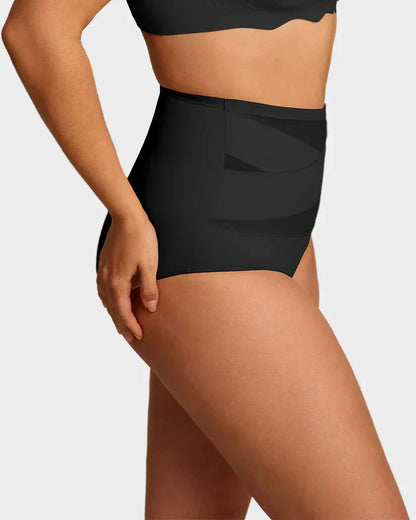 ✨ [Buy 1 Get 2 Free] Plus-Size High-Waist Cross Tummy-Control Shaping Panties – Anti-Roll Double Compression | S to 4XL