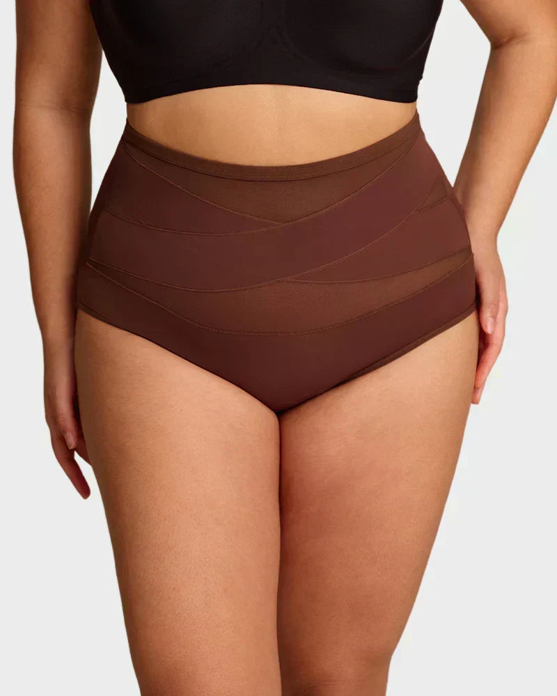 ✨ [Buy 1 Get 2 Free] Plus-Size High-Waist Cross Tummy-Control Shaping Panties – Anti-Roll Double Compression | S to 4XL