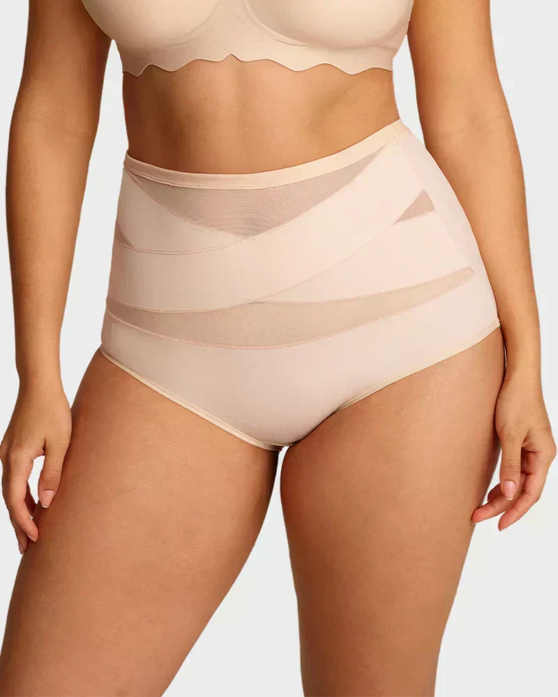 ✨ [Buy 1 Get 2 Free] Plus-Size High-Waist Cross Tummy-Control Shaping Panties – Anti-Roll Double Compression | S to 4XL