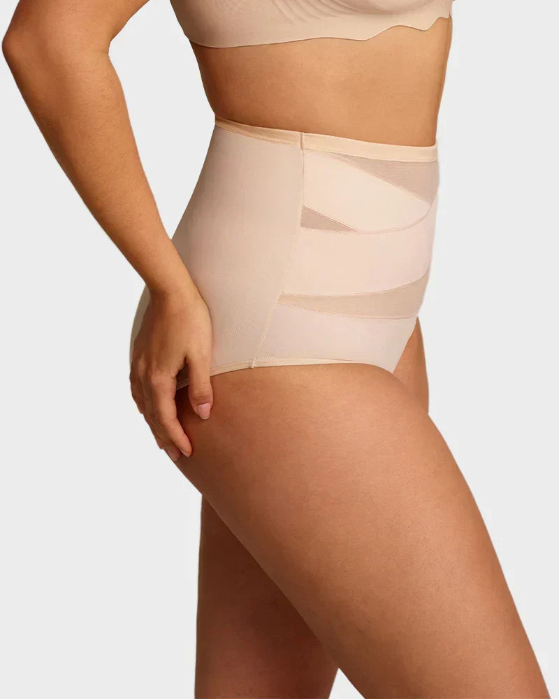 ✨ [Buy 1 Get 2 Free] Plus-Size High-Waist Cross Tummy-Control Shaping Panties – Anti-Roll Double Compression | S to 4XL