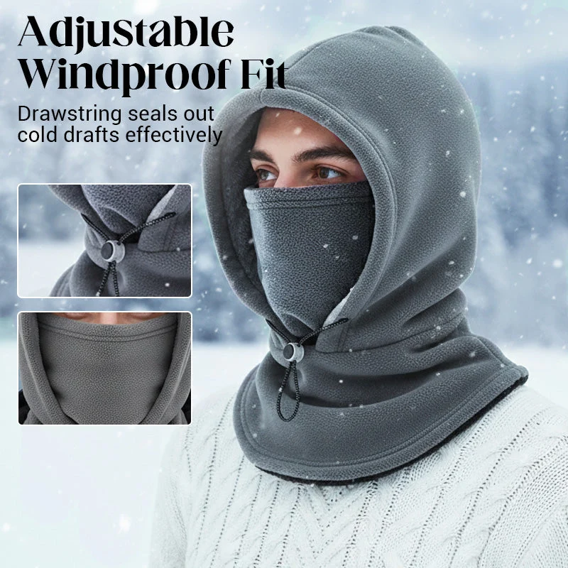 ❄️ 3-in-1 Thermal Fleece Balaclava Hood & Face Mask – Windproof Winter Neck Warmer with Adjustable Drawstring