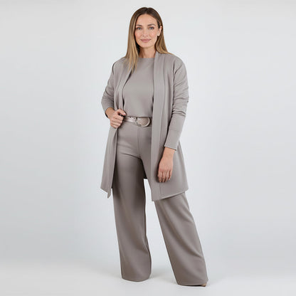 Women's Elegant 3-Piece Lounge & Travel Set (Cardigan, Top & Pants)