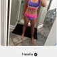 🔥🎁Nowość: 50% RABATU🔥🌼 Trzyczęściowy sportowy komplet bikini z nylonu w blokach kolorystycznych – wysoki stan z efektem wyszczuplającym brzuch 👙