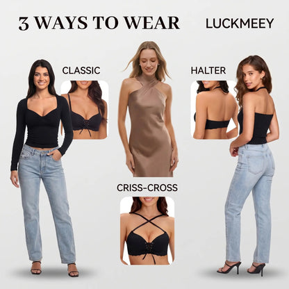 ✨ [2-Pack] Wireless Front-Drawstring Push-Up Bra – Breathable Honeycomb Support & 3-Way Convertible Straps
