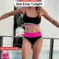 🔥🎁Nowość: 50% RABATU🔥🌼 Trzyczęściowy sportowy komplet bikini z nylonu w blokach kolorystycznych – wysoki stan z efektem wyszczuplającym brzuch 👙
