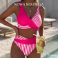 【S-3XL】🏊‍♀️ Bikini z blokami kolorów i paskami – modny dwuczęściowy kostium na plażę