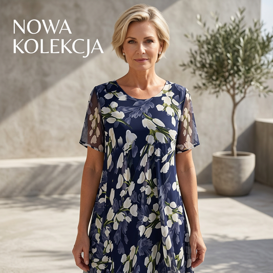 【S-3XL】🌸 Sukienka na wieczór z krótkim rękawem, fason A-line, długość do kolan – świetna na każdą okazję