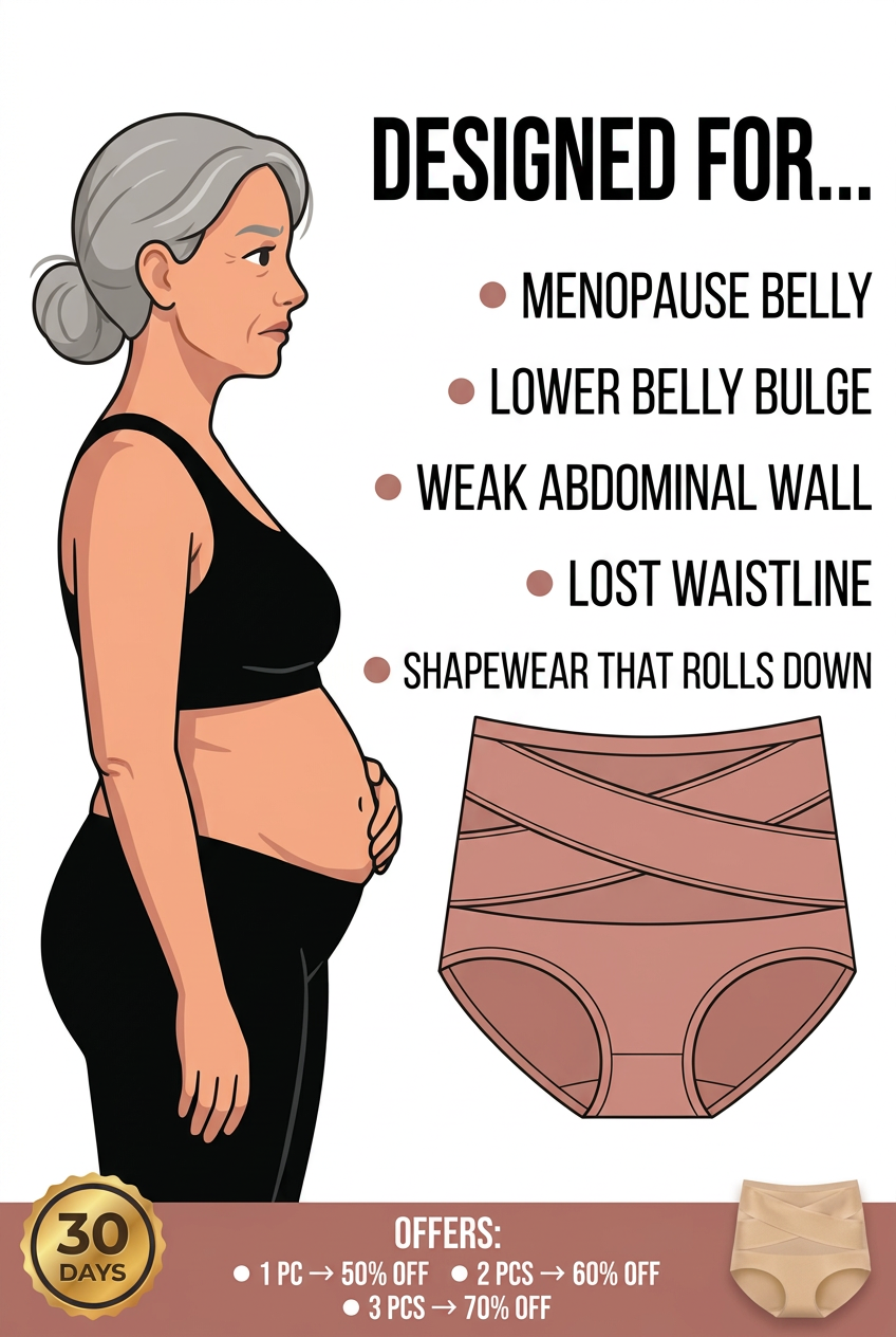 ✨ [Buy 1 Get 2 Free] Plus-Size High-Waist Cross Tummy-Control Shaping Panties – Anti-Roll Double Compression | S to 4XL