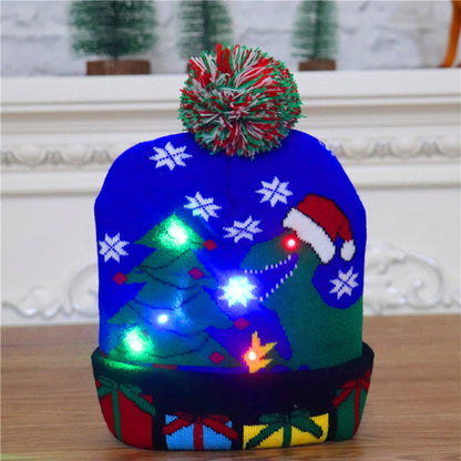 🎄 LED Light-Up Knitted Christmas Beanie Hat – 6 Flashing Holiday LEDs with 3 Lighting Modes & Pom-Pom