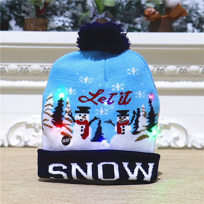 🎄 LED Light-Up Knitted Christmas Beanie Hat – 6 Flashing Holiday LEDs with 3 Lighting Modes & Pom-Pom