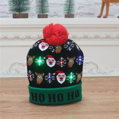 🎄 LED Light-Up Knitted Christmas Beanie Hat – 6 Flashing Holiday LEDs with 3 Lighting Modes & Pom-Pom